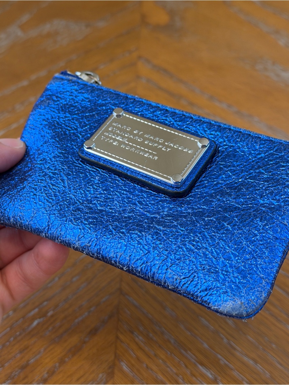 Marc by Marc Jacobs Electric Blue Metallic Coin Purse Pouch Wallet - Picture 5 of 16